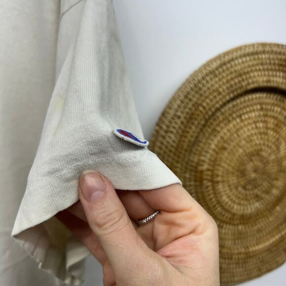 Vintage Champion Michigan Tee T-Shirt Mens XXL White Blue Worn In - Picture 9 of 10